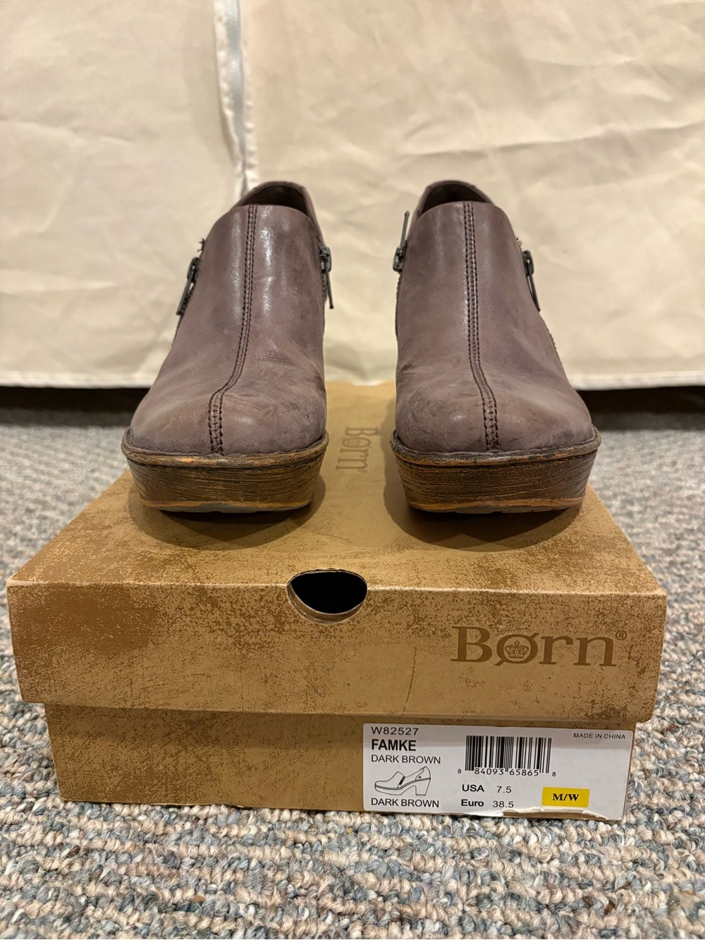 Born Famke Dark Brown Leather Slip-On Clog Mule